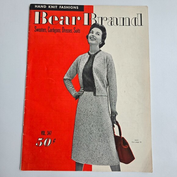 Hand Knit Fashions Bear Brand Sweaters Cardigans Dresses Suits Pattern Book Vol - Picture 15 of 16